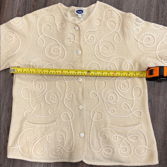 Tabi Cream Women's Button Up Cardigan Large 100% Pure New Wool WOOLMARK - Picture 10 of 11